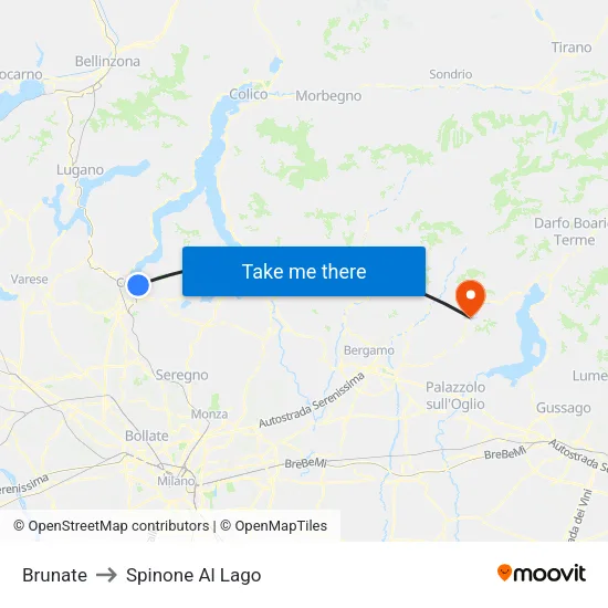 Brunate to Spinone Al Lago map