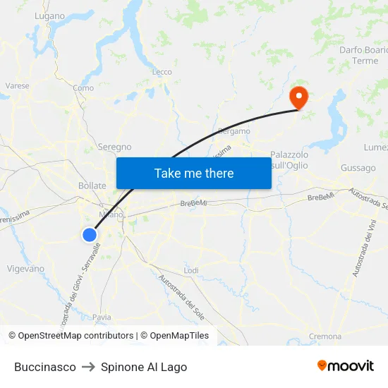Buccinasco to Spinone Al Lago map