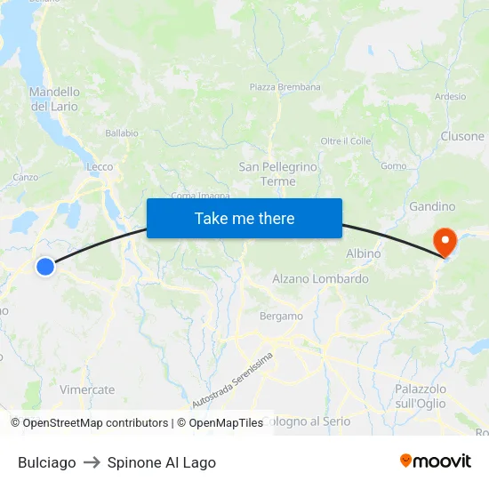 Bulciago to Spinone Al Lago map