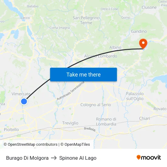 Burago Di Molgora to Spinone Al Lago map