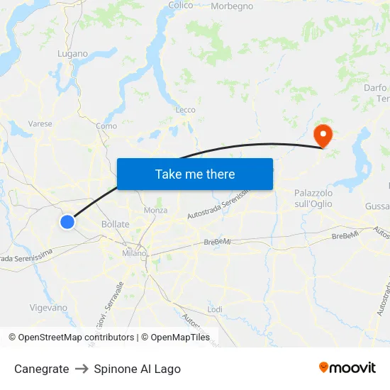 Canegrate to Spinone Al Lago map