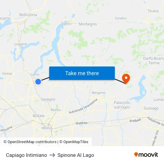 Capiago Intimiano to Spinone Al Lago map