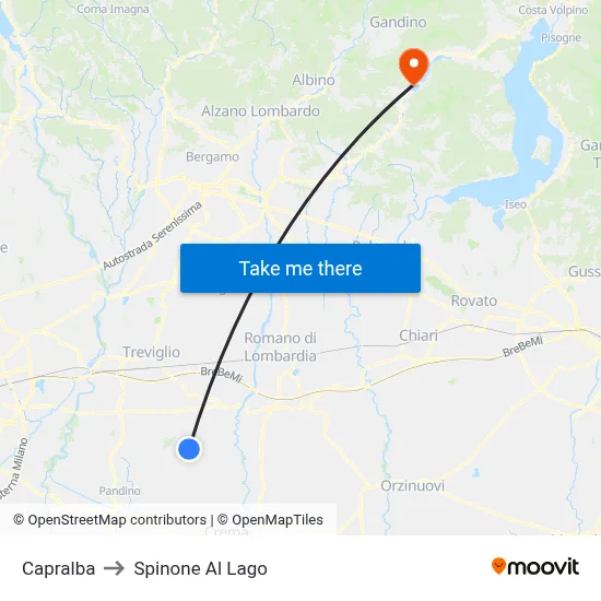 Capralba to Spinone Al Lago map