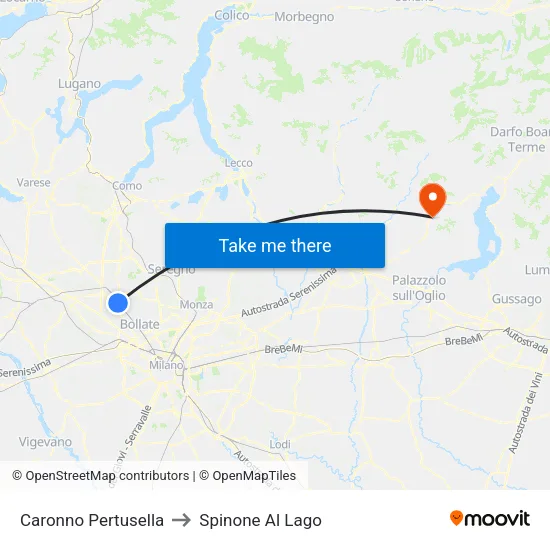 Caronno Pertusella to Spinone Al Lago map