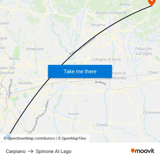 Carpiano to Spinone Al Lago map
