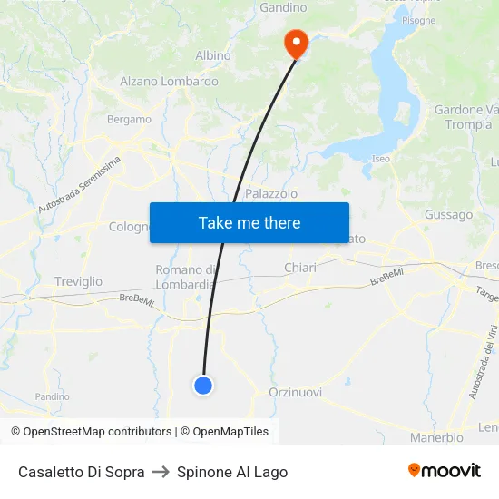 Casaletto Di Sopra to Spinone Al Lago map