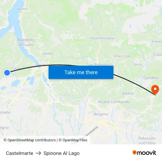 Castelmarte to Spinone Al Lago map