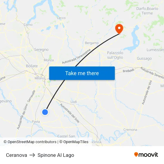 Ceranova to Spinone Al Lago map