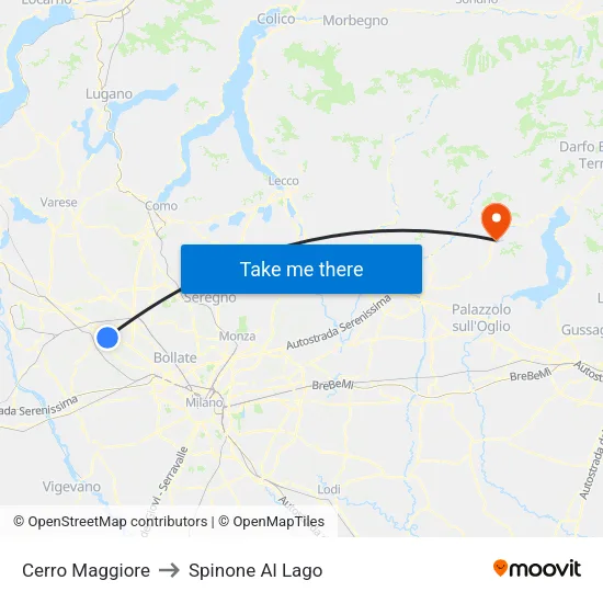 Cerro Maggiore to Spinone Al Lago map