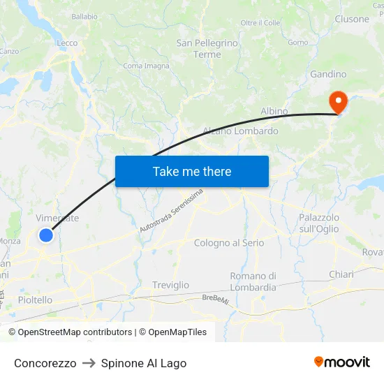 Concorezzo to Spinone Al Lago map