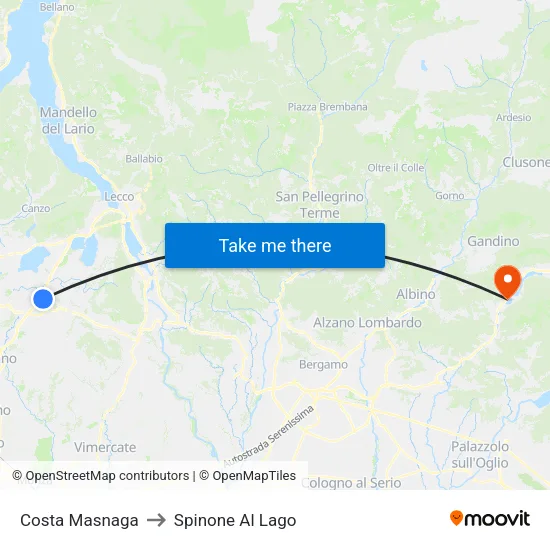Costa Masnaga to Spinone Al Lago map