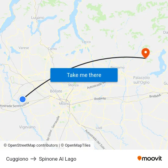 Cuggiono to Spinone Al Lago map