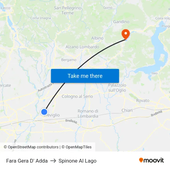 Fara Gera D' Adda to Spinone Al Lago map