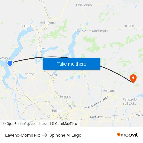 Laveno-Mombello to Spinone Al Lago map