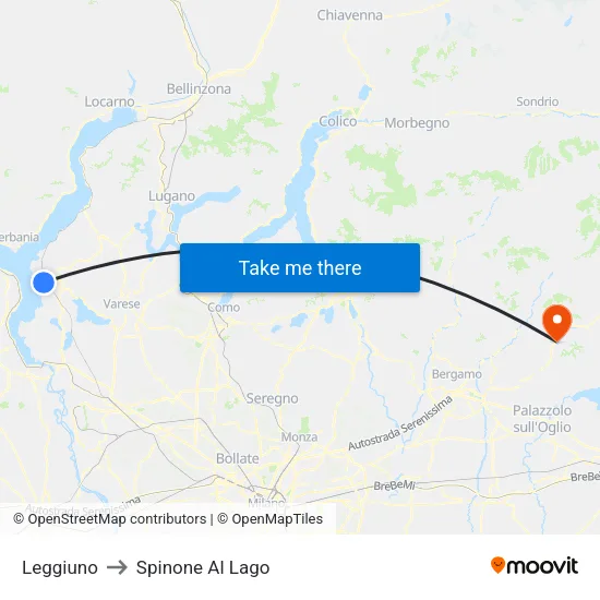 Leggiuno to Spinone Al Lago map