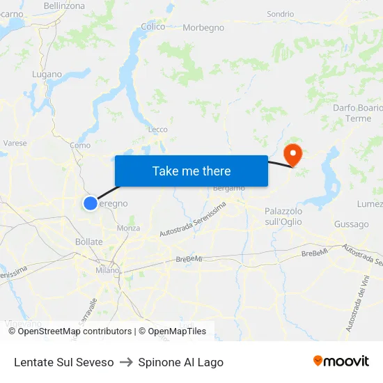 Lentate Sul Seveso to Spinone Al Lago map