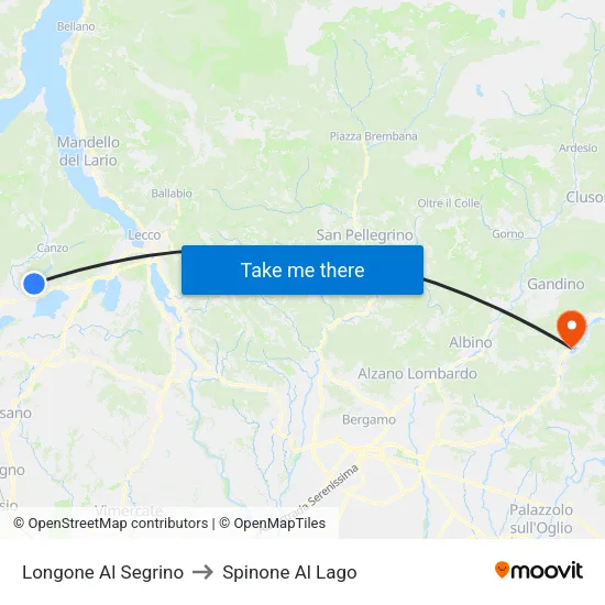 Longone Al Segrino to Spinone Al Lago map
