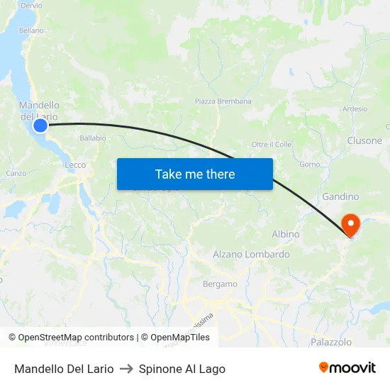 Mandello Del Lario to Spinone Al Lago map
