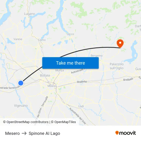 Mesero to Spinone Al Lago map