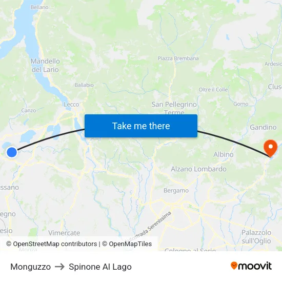 Monguzzo to Spinone Al Lago map