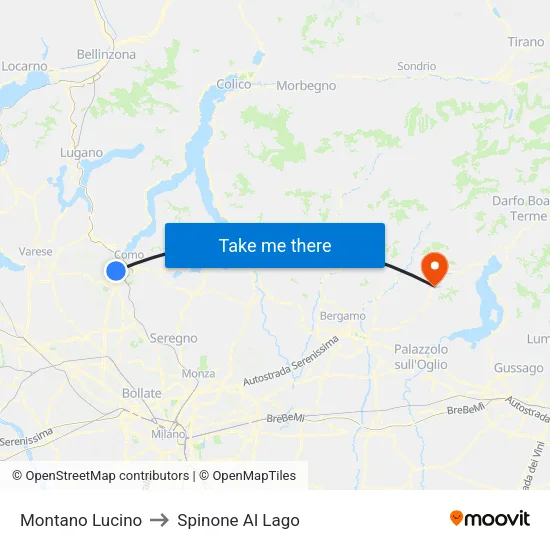 Montano Lucino to Spinone Al Lago map