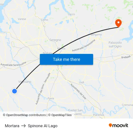 Mortara to Spinone Al Lago map