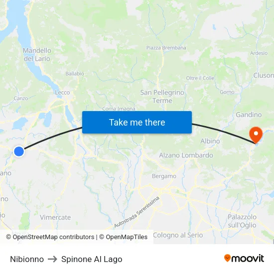 Nibionno to Spinone Al Lago map