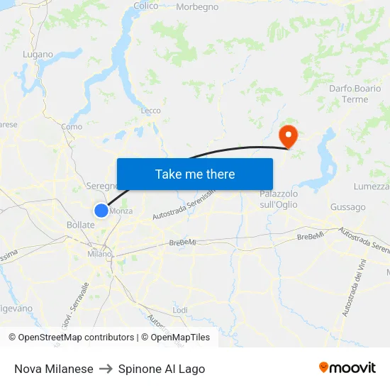 Nova Milanese to Spinone Al Lago map