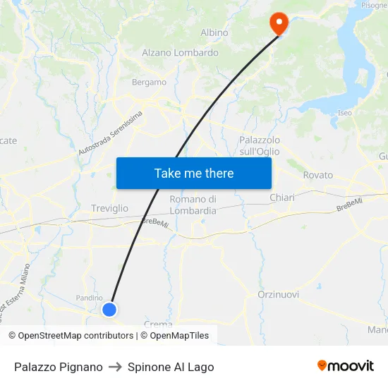 Palazzo Pignano to Spinone Al Lago map