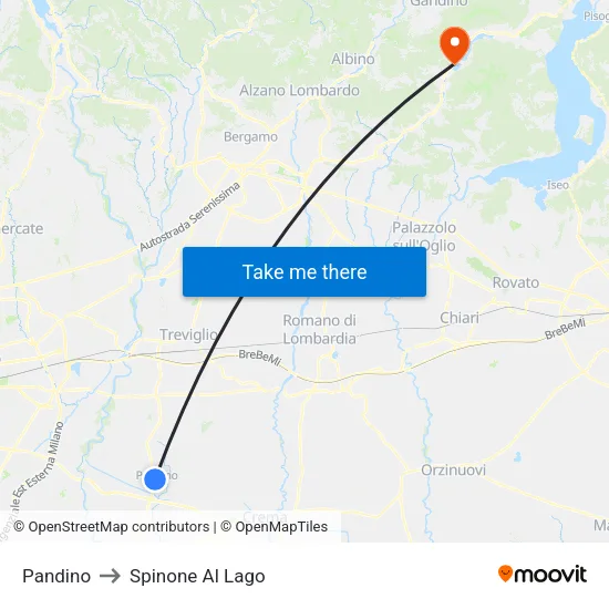 Pandino to Spinone Al Lago map