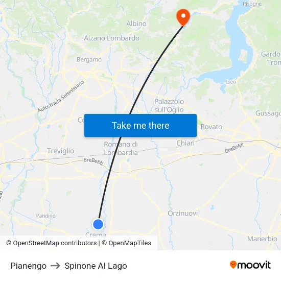 Pianengo to Spinone Al Lago map
