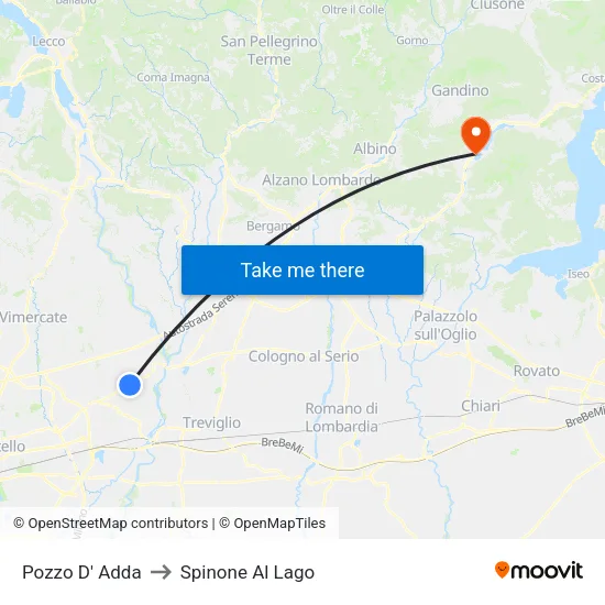 Pozzo D' Adda to Spinone Al Lago map