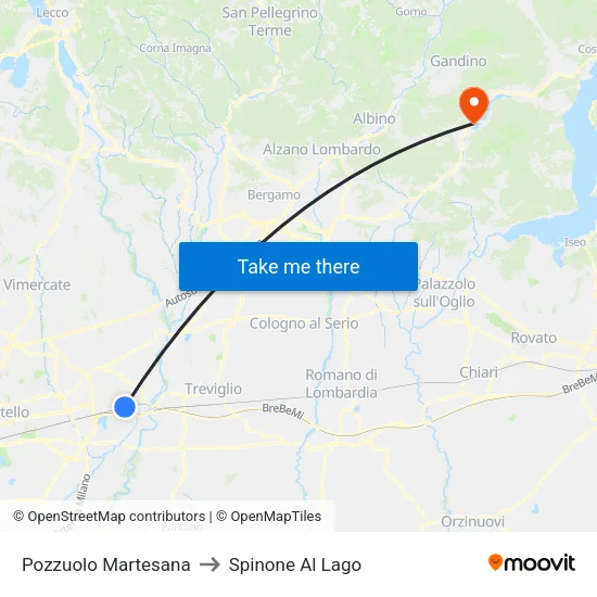 Pozzuolo Martesana to Spinone Al Lago map