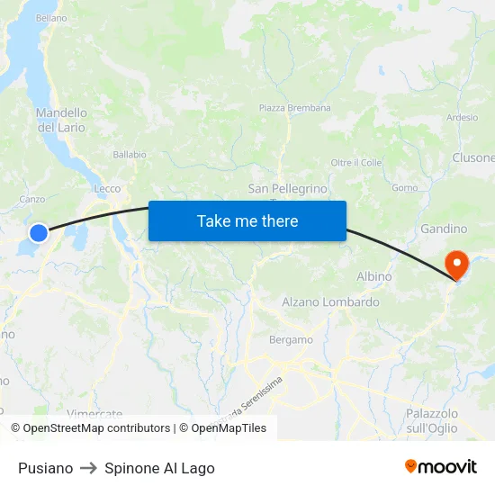 Pusiano to Spinone Al Lago map