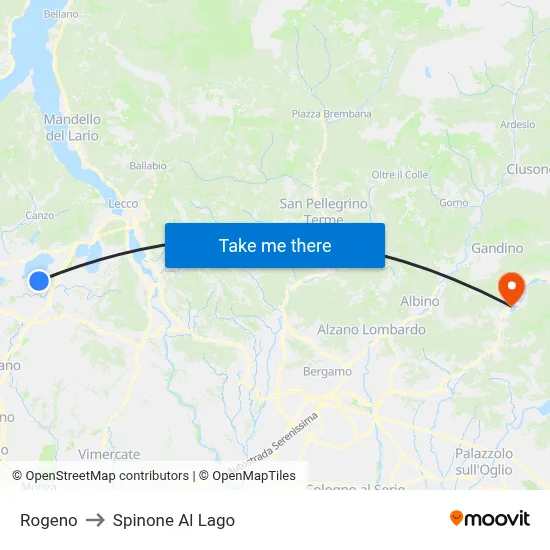 Rogeno to Spinone Al Lago map