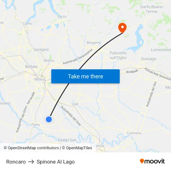 Roncaro to Spinone Al Lago map