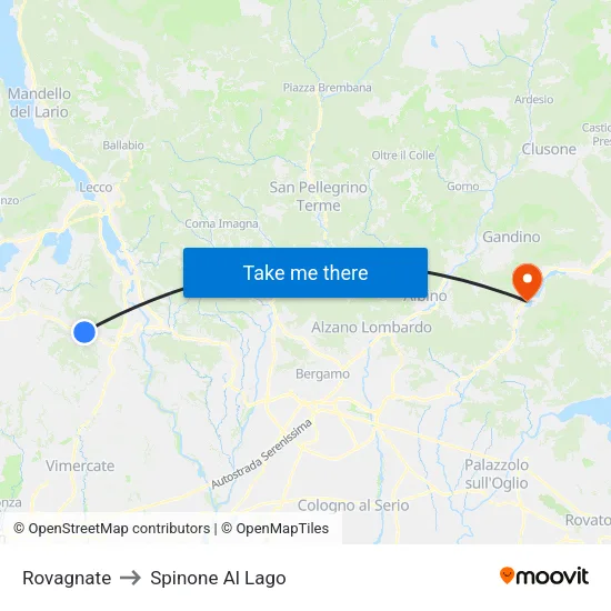 Rovagnate to Spinone Al Lago map