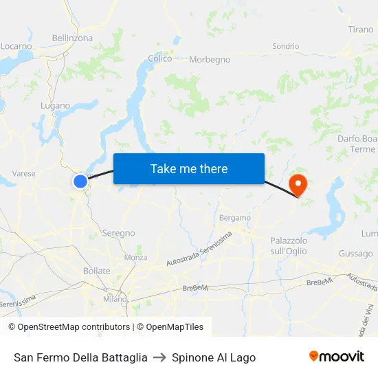 San Fermo Della Battaglia to Spinone Al Lago map