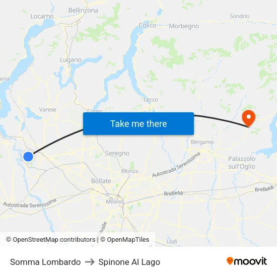Somma Lombardo to Spinone Al Lago map