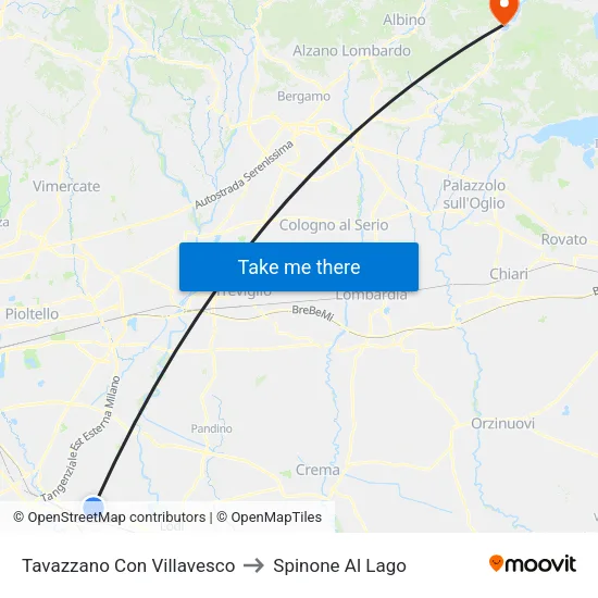Tavazzano Con Villavesco to Spinone Al Lago map