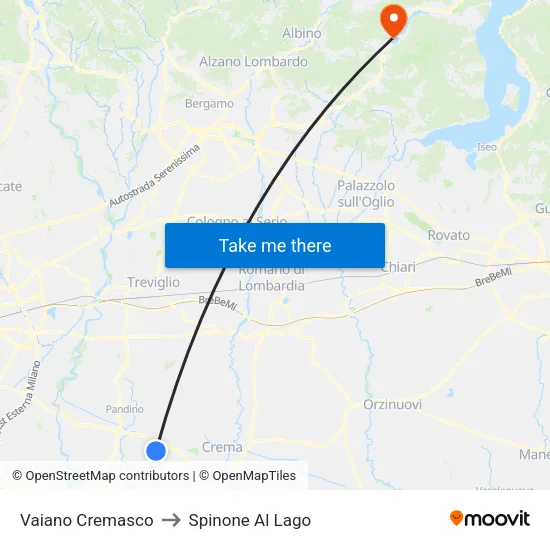 Vaiano Cremasco to Spinone Al Lago map