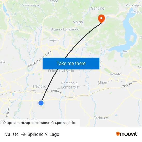 Vailate to Spinone Al Lago map