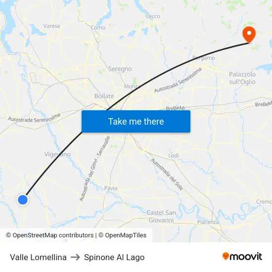 Valle Lomellina to Spinone Al Lago map