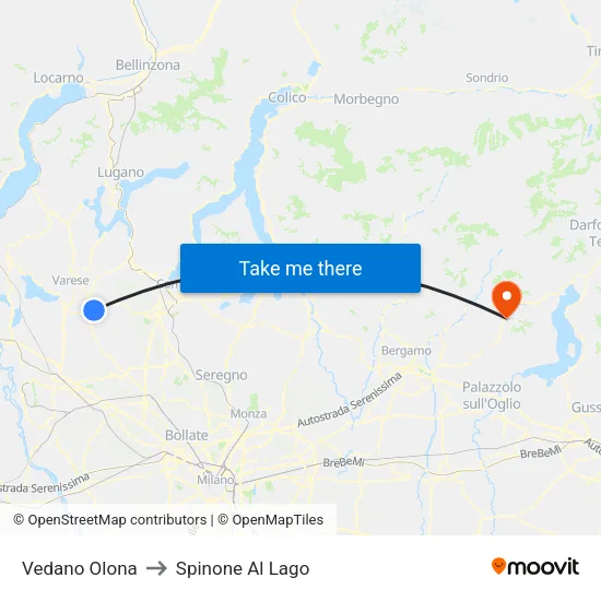 Vedano Olona to Spinone Al Lago map