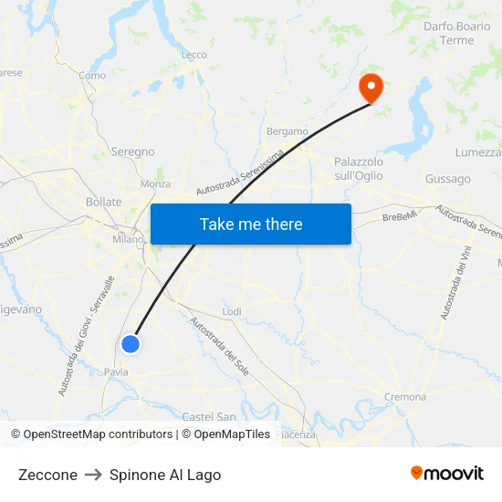Zeccone to Spinone Al Lago map