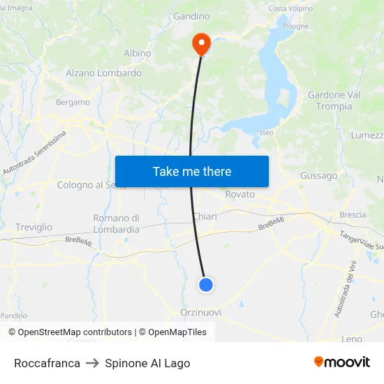 Roccafranca to Spinone Al Lago map
