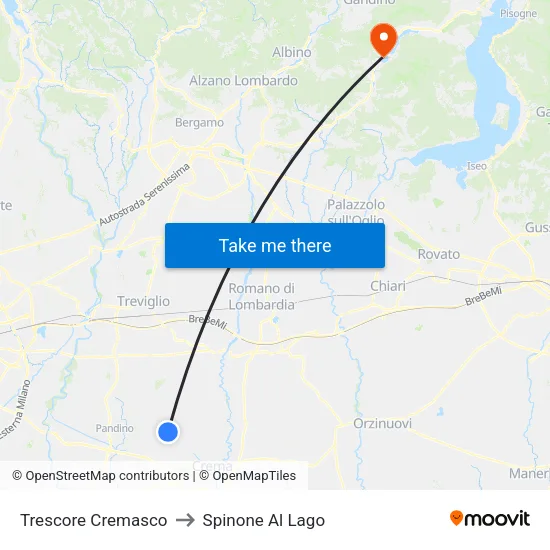 Trescore Cremasco to Spinone Al Lago map