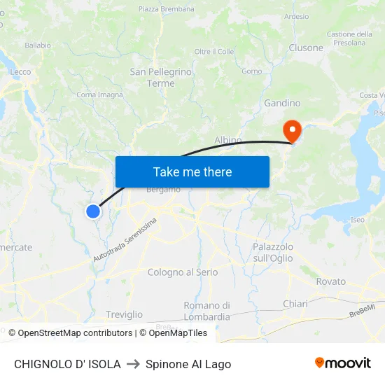 CHIGNOLO D' ISOLA to Spinone Al Lago map