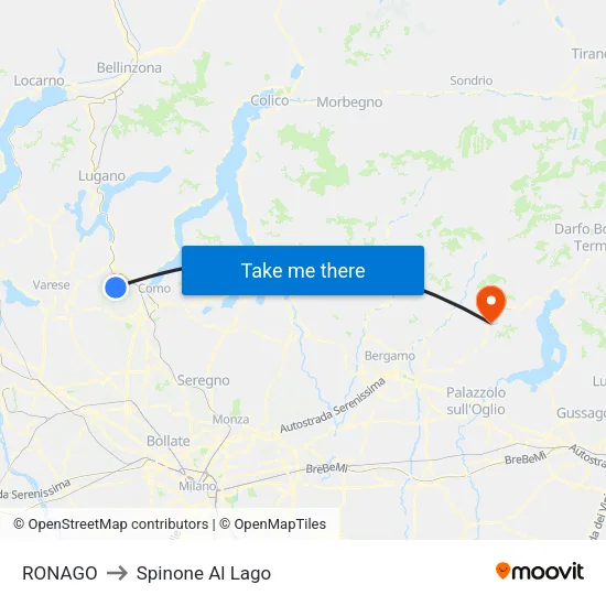 RONAGO to Spinone Al Lago map