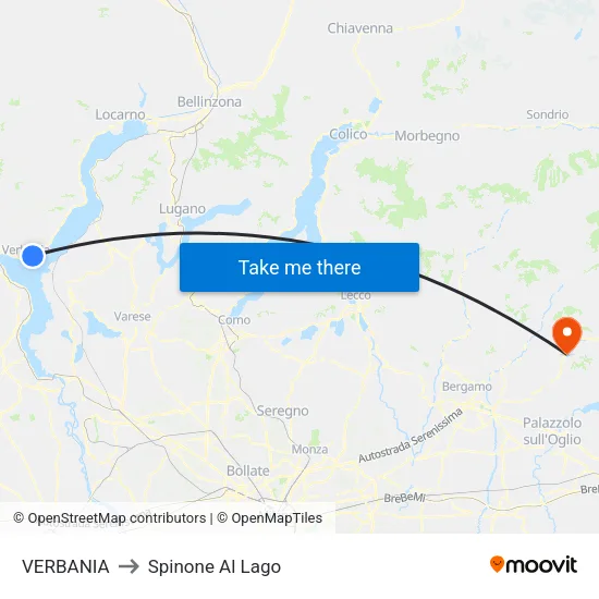 Verbania to Spinone Al Lago map